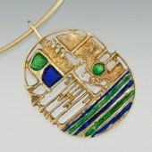 A Gold and Enamel Abstract Pen