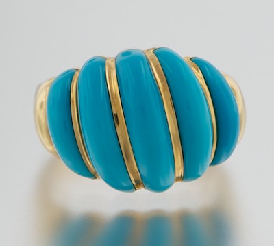 A Gold and Turquoise Ring 14k