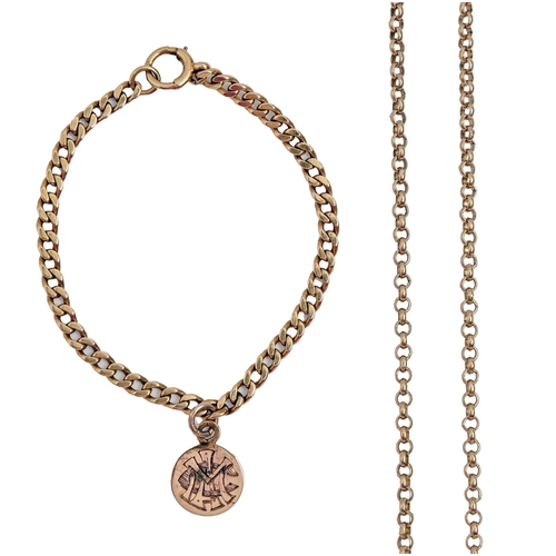 A gold chain, 61cm l, marked 9ct