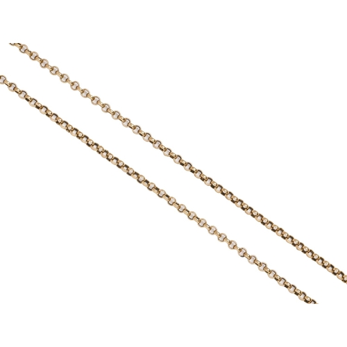 A gold chain, 80cm l, marked 9ct,