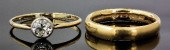A gold coloured metal and a si