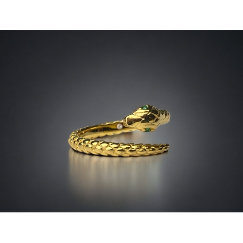 A GOLD ON STERLING SILVER 'SNAKE'