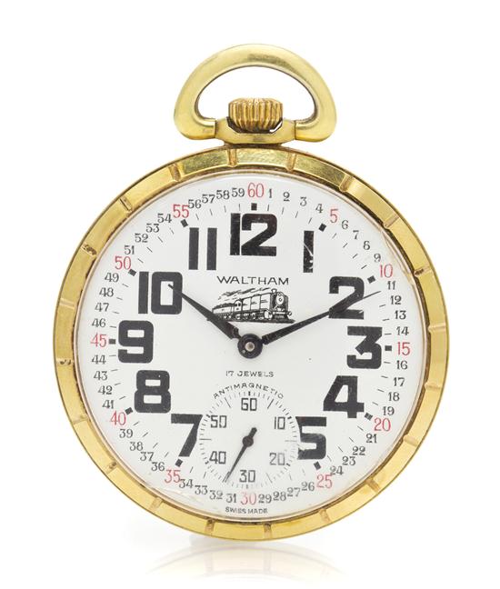 A Gold Plated Railroad Pocket Watch