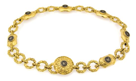 A Goldtone Coin Link Belt.