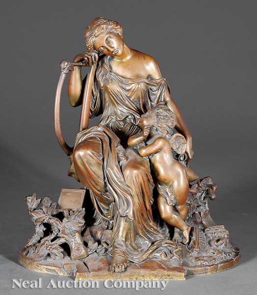 A Good Bronze Group of a Seated