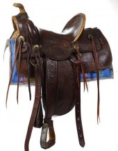 A GOOD HAND TOOLED HIGH BACK S