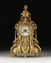 A GOTHIC REVIVAL BRONZE MANTLE