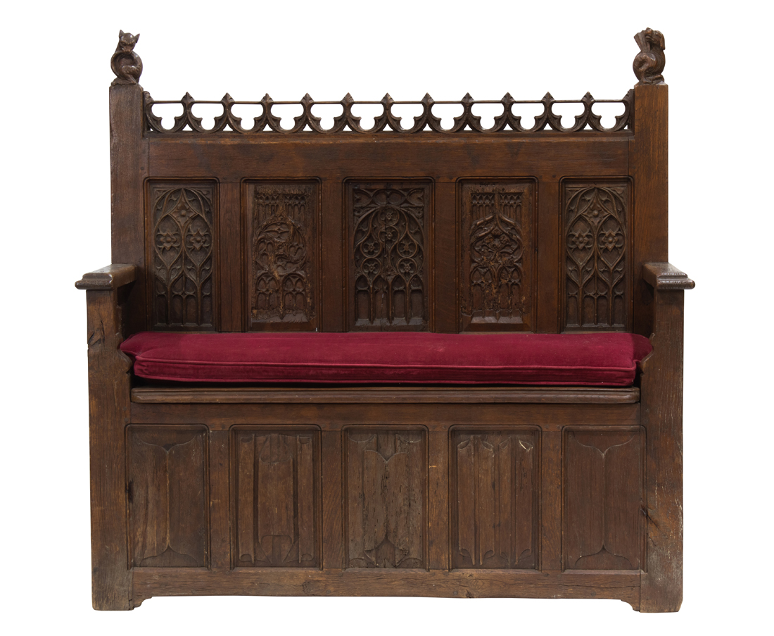 A GOTHIC REVIVAL HALL BENCH A