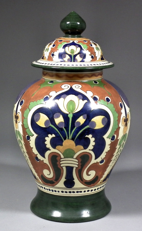 A Gouda pottery baluster shaped
