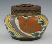 A Gouda Vase with Gilt Metal P