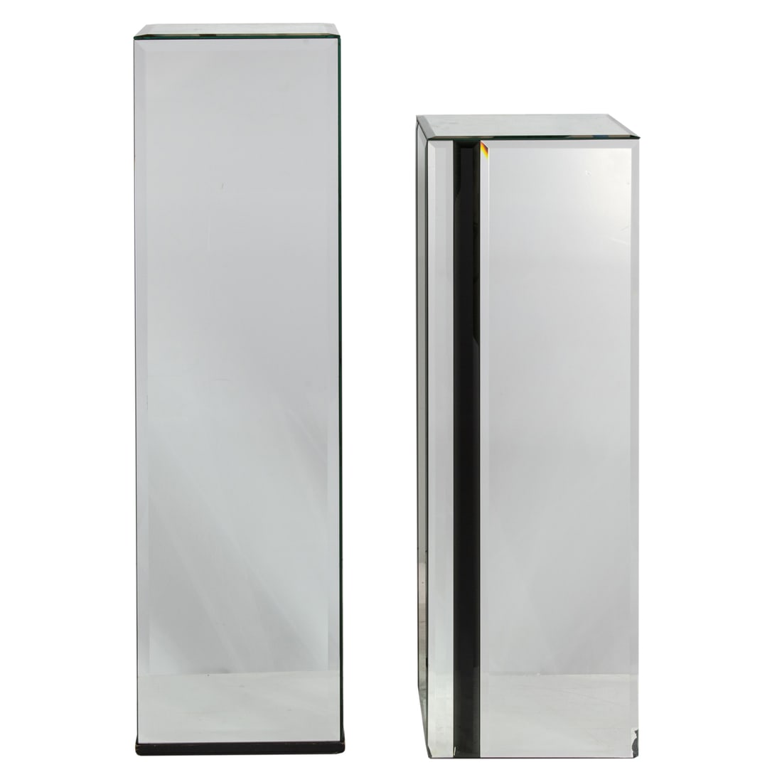 A GRADUATED PAIR OF MODERN MIRRORED