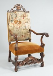 A Grand Carved Wood and Uphols