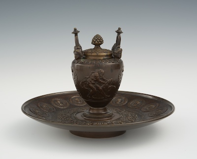 A Grand Tour Bronze Inkwell with