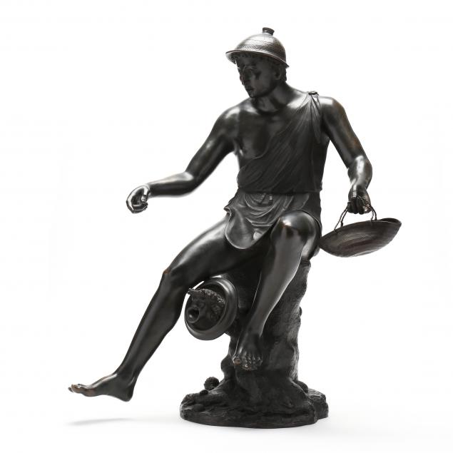 A GRAND TOUR BRONZE STATUE OF A