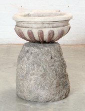 A GRANITE FOUNTAIN BASE AND A