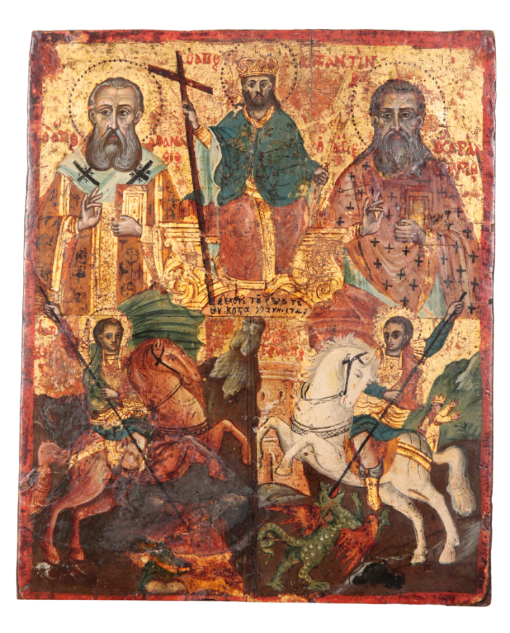 A GREEK ICON tempura on panel,