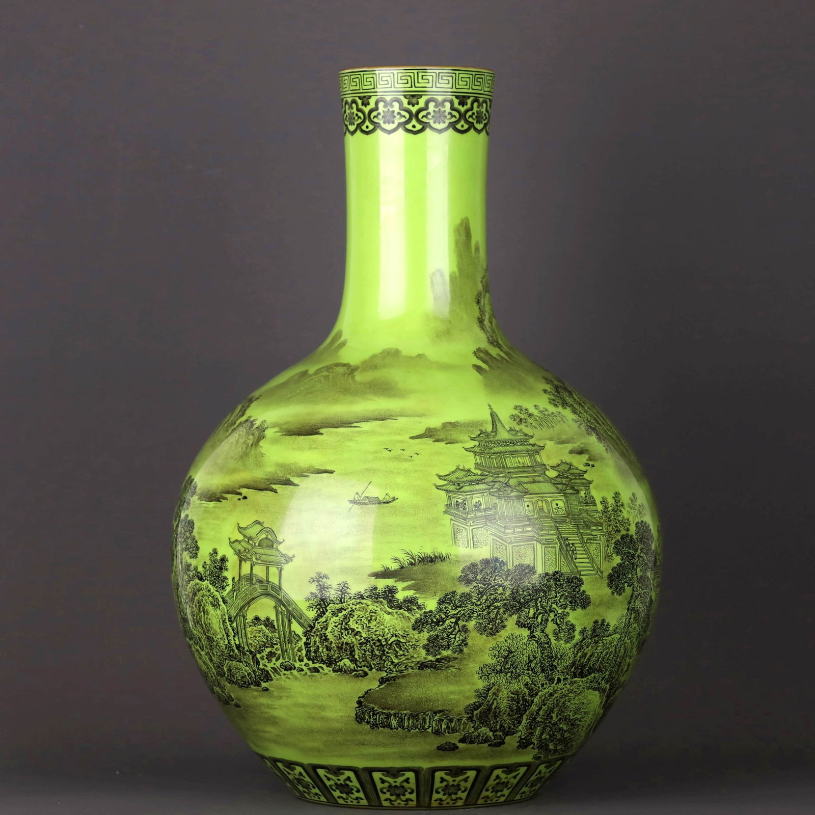 A GREEN-GLAZED AND 'LANDSCAPE AND