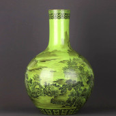 A GREEN-GLAZED AND 'LANDSCAPE