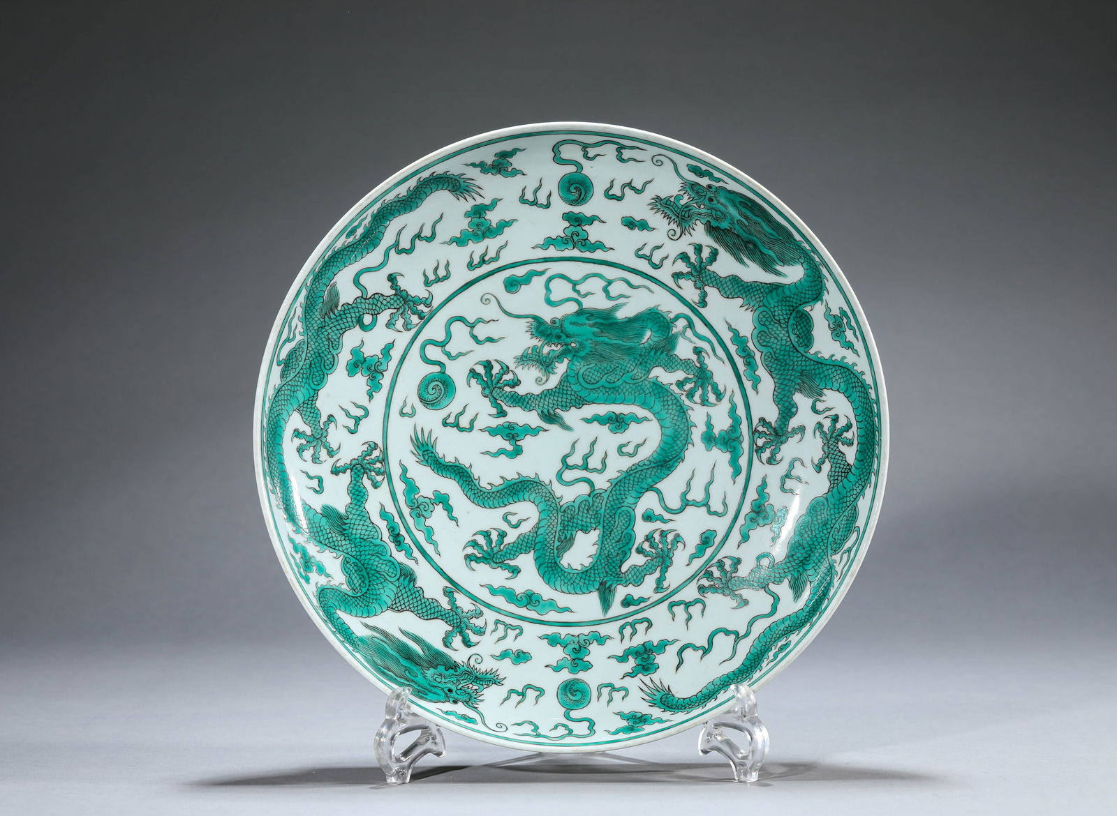 A GREEN-GLAZED 'CLOUD AND DRAGON'
