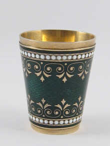 A green guilloche enamelled