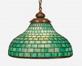 A GREEN LEADED GLASS CHANDELIE