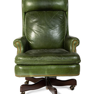 A Green Leather Office Chair