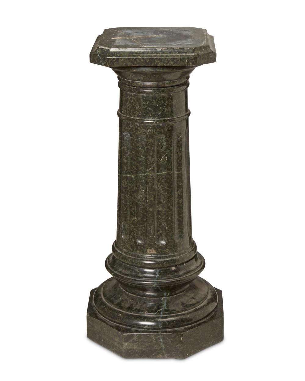 A GREEN MARBLE PEDESTALA green