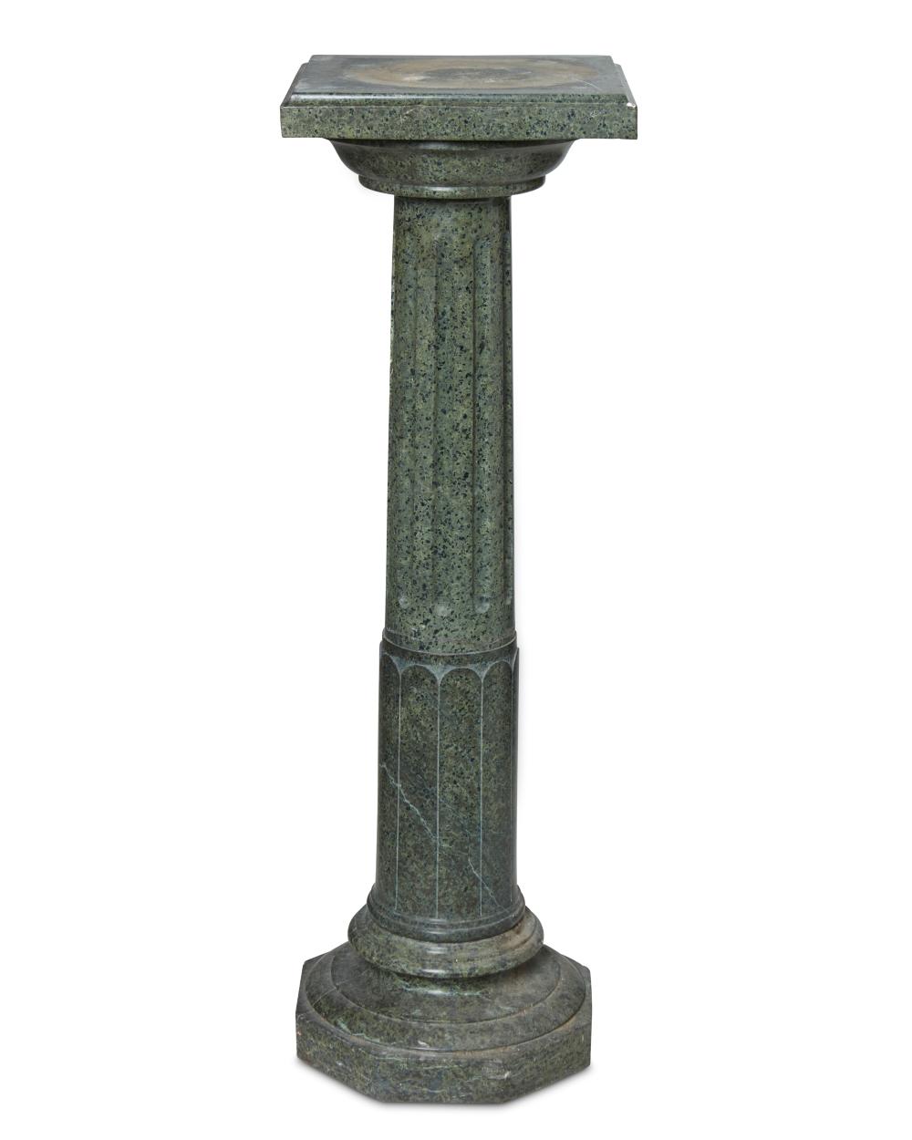 A GREEN MARBLE PEDESTALA green