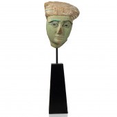 A GREEN-PAINTED EGYPTIAN WOOD