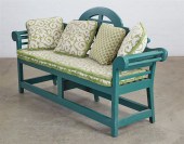 A GREEN PAINTED GARDEN BENCHA