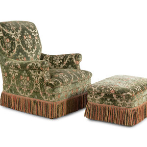 A Green Silk Cut Velvet Upholstered