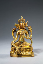 A GREEN TARA FIGURE<br>A GREEN