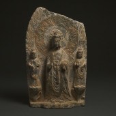 A Grey Limestone Buddhist Stel