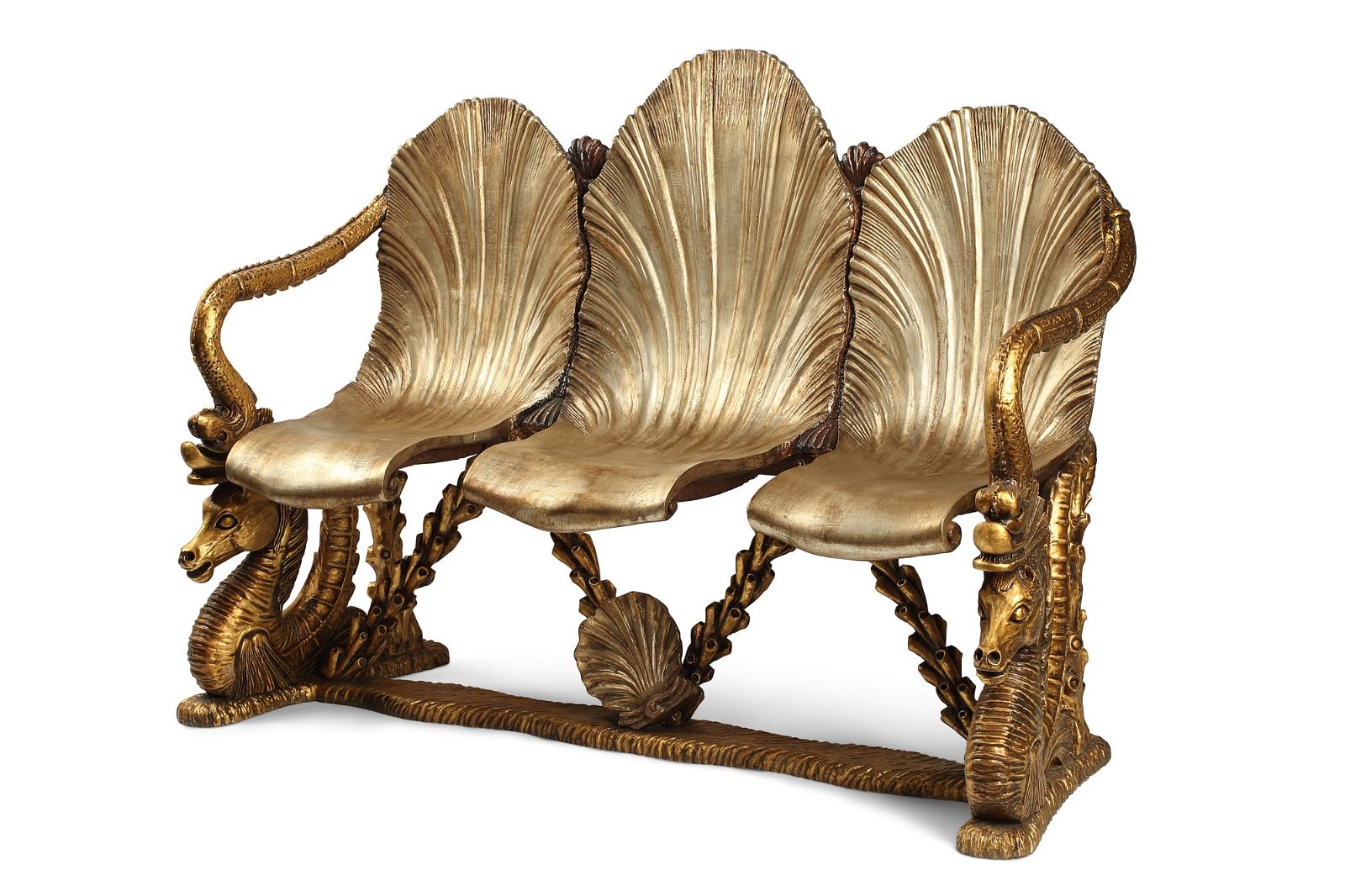 A GROTTO STYLE CARVED WOOD TRIPLE