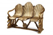 A GROTTO STYLE CARVED WOOD TRI