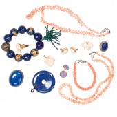 A GROUP HARDSTONE JEWELRY A gr