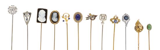 *A Group of 12 Gold Stick Pins