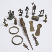 A group of 13 Akan Brass Artif