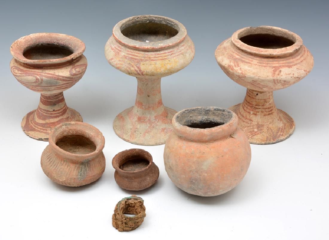 A GROUP OF 6 BAN CHIANG VESSELS & A