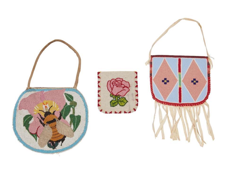 A GROUP OF AMERICAN INDIAN BEADED