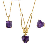 A GROUP OF AMETHYST AND 14K GO