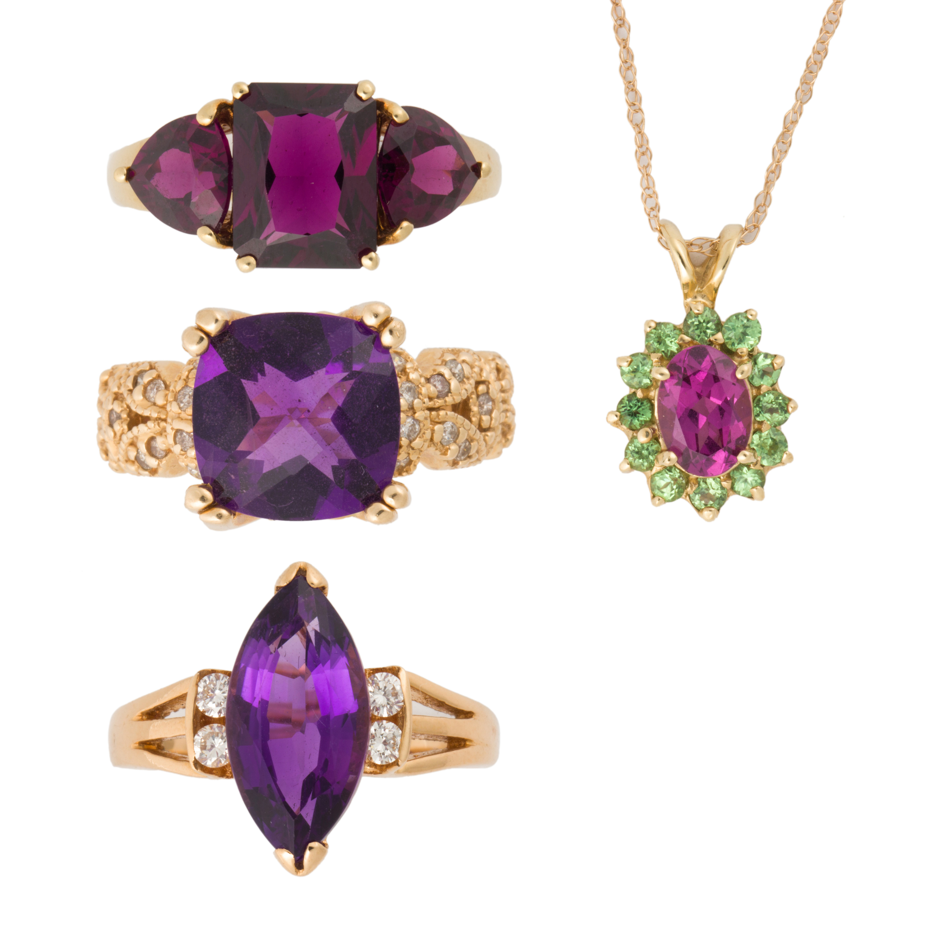 A GROUP OF AMETHYST AND FOURTEEN