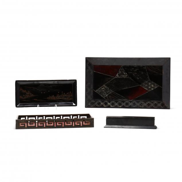 A GROUP OF ASIAN LACQUER TRAYS