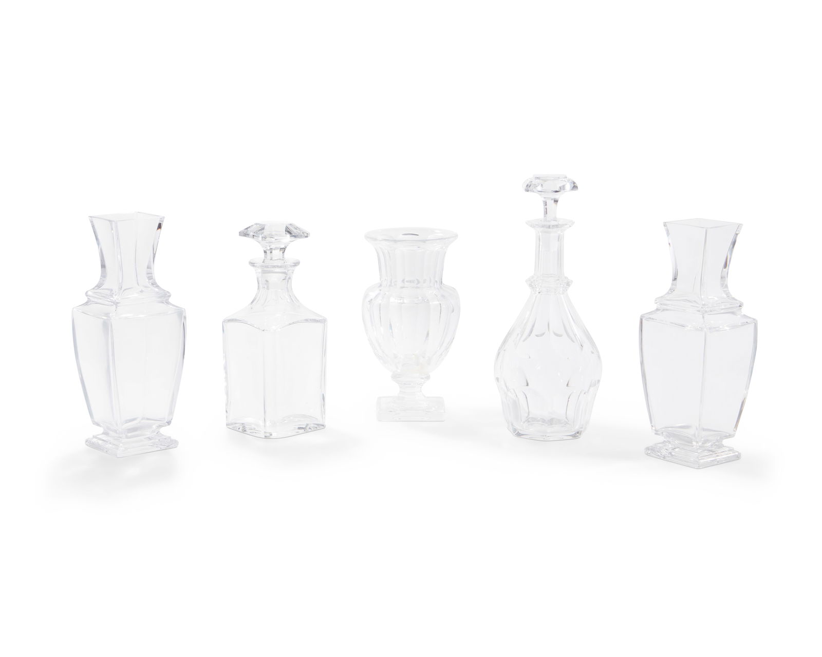 A GROUP OF BACCARAT GLASS VASES AND