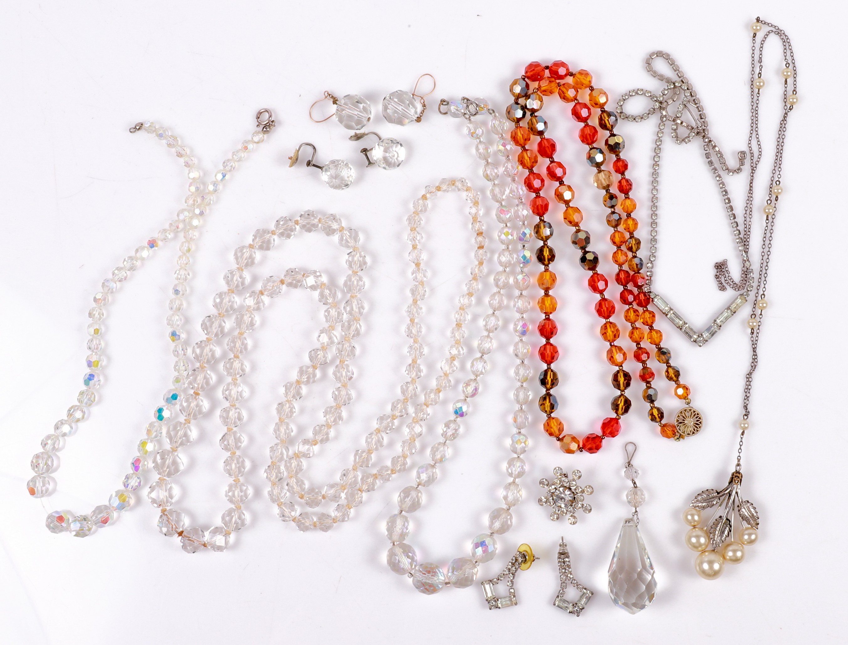 A group of beaded crystal and