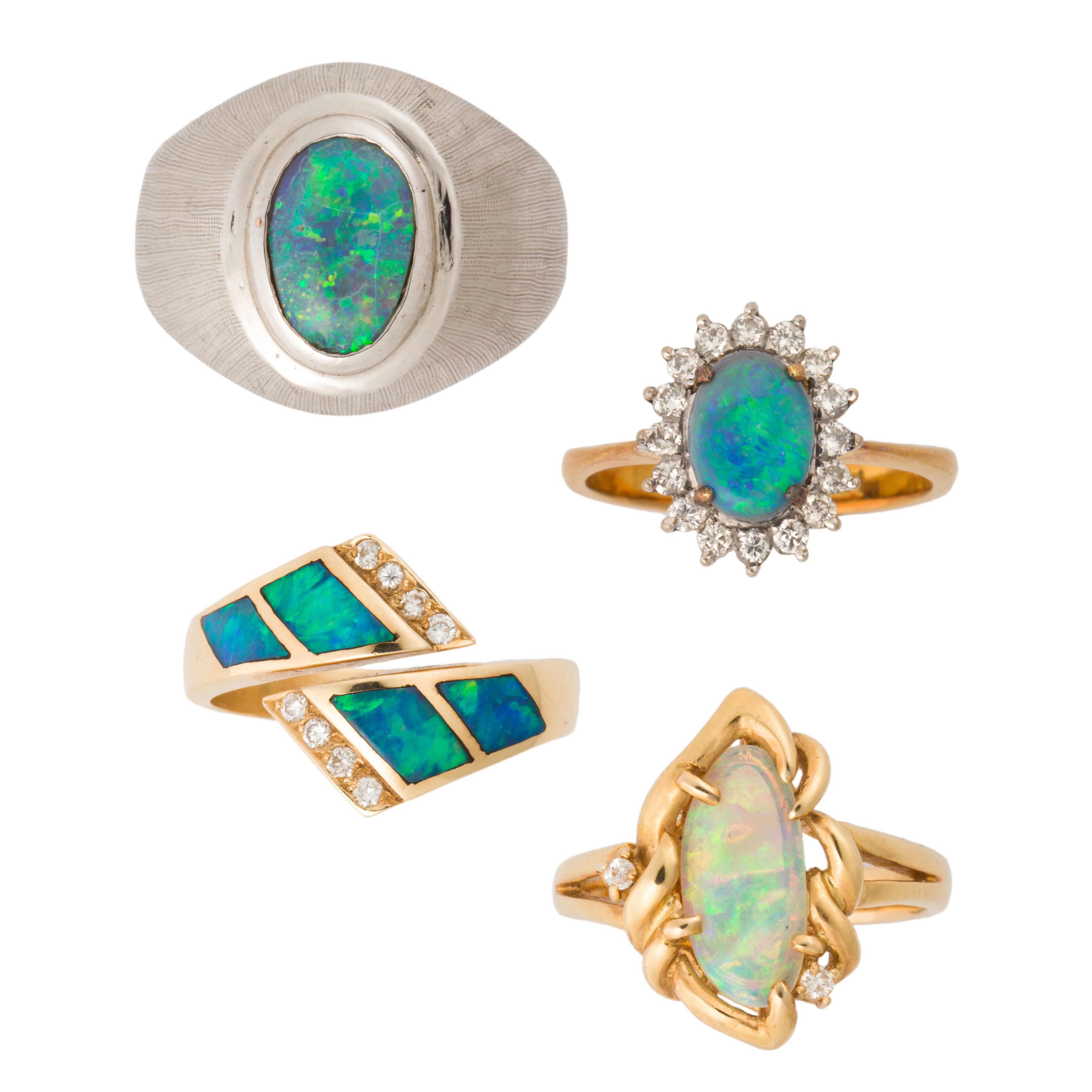 A GROUP OF BLACK OPAL AND
