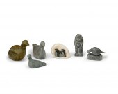 A GROUP OF CARVED STONE ANIMAL