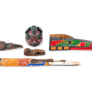 A Group of Carved Wooden Tribal