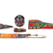 A Group of Carved Wooden Triba