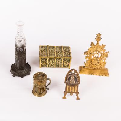 A group of chimney ornaments and
